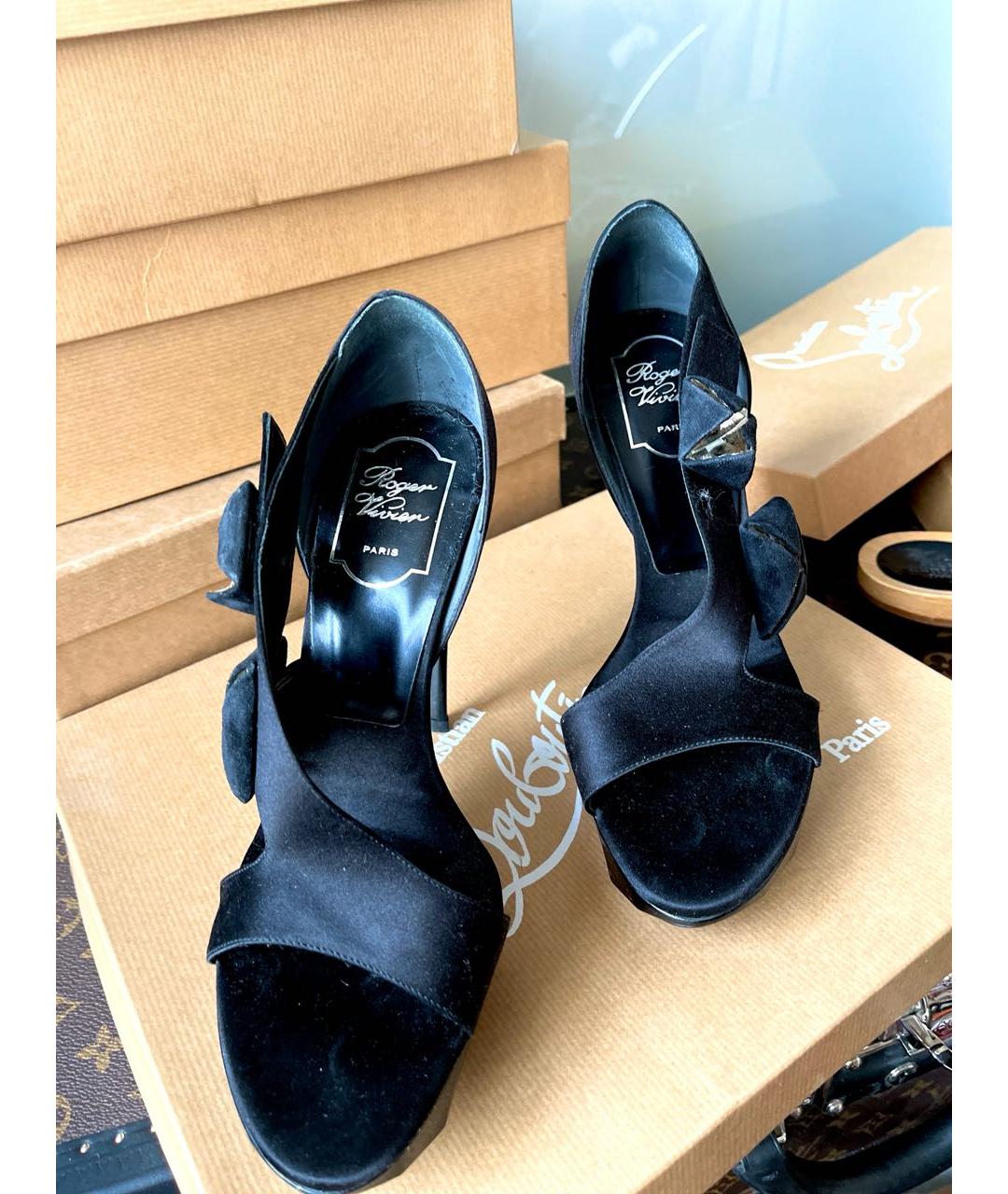 ROGER VIVIER Черные текстильные босоножки, фото 4