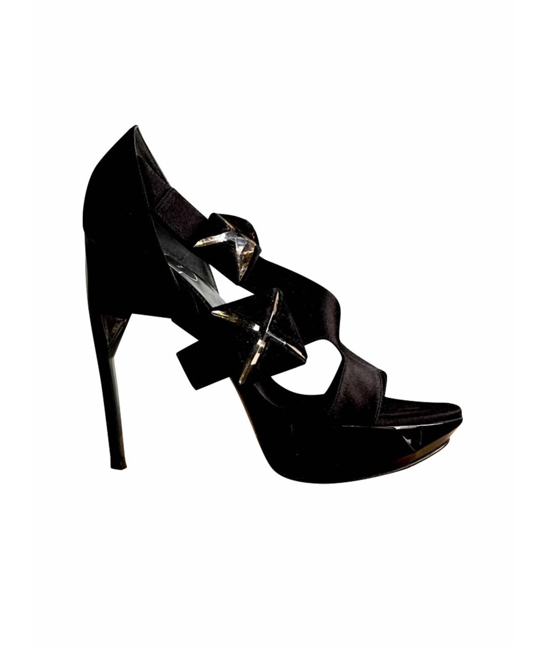 ROGER VIVIER Черные текстильные босоножки, фото 1