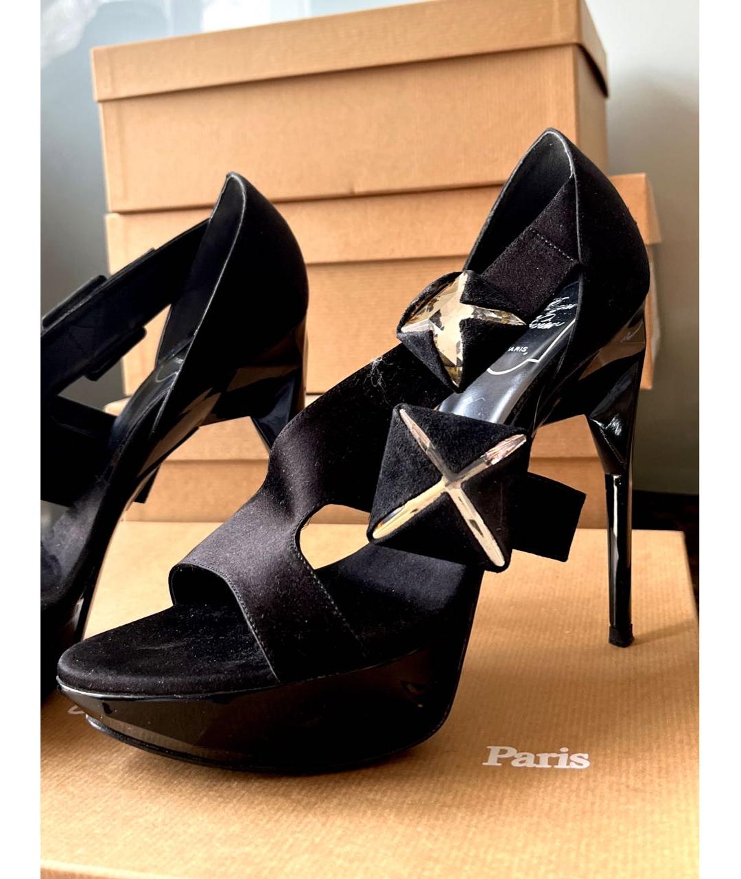 ROGER VIVIER Черные текстильные босоножки, фото 3