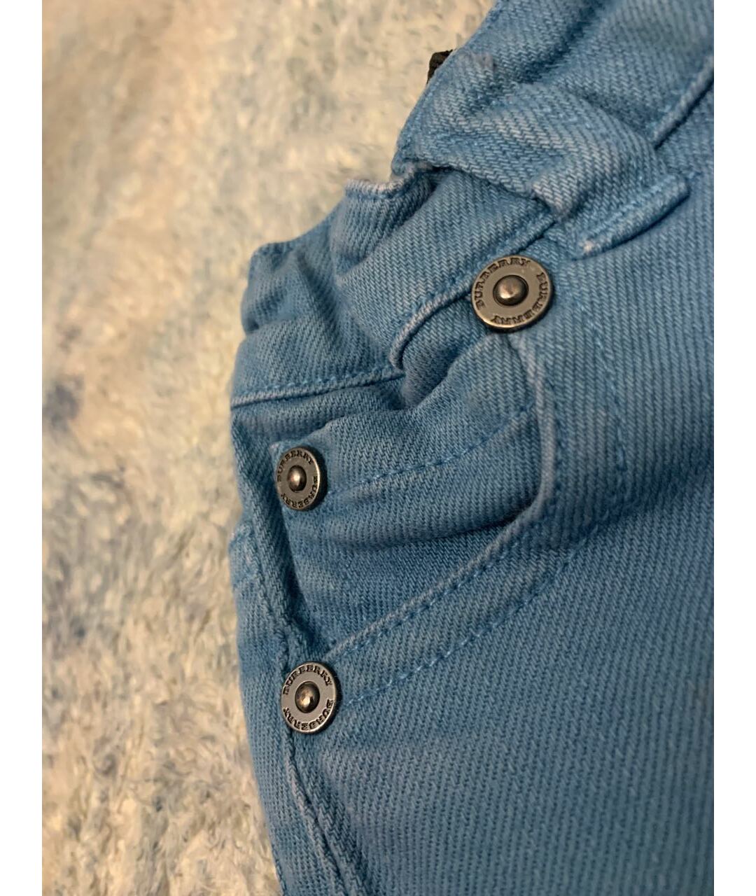 BURBERRY Голубые хлопковые детские джинсы, фото 3
