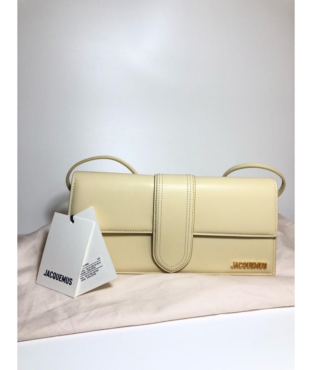 JACQUEMUS Бежевая кожаная сумка через плечо, фото 5