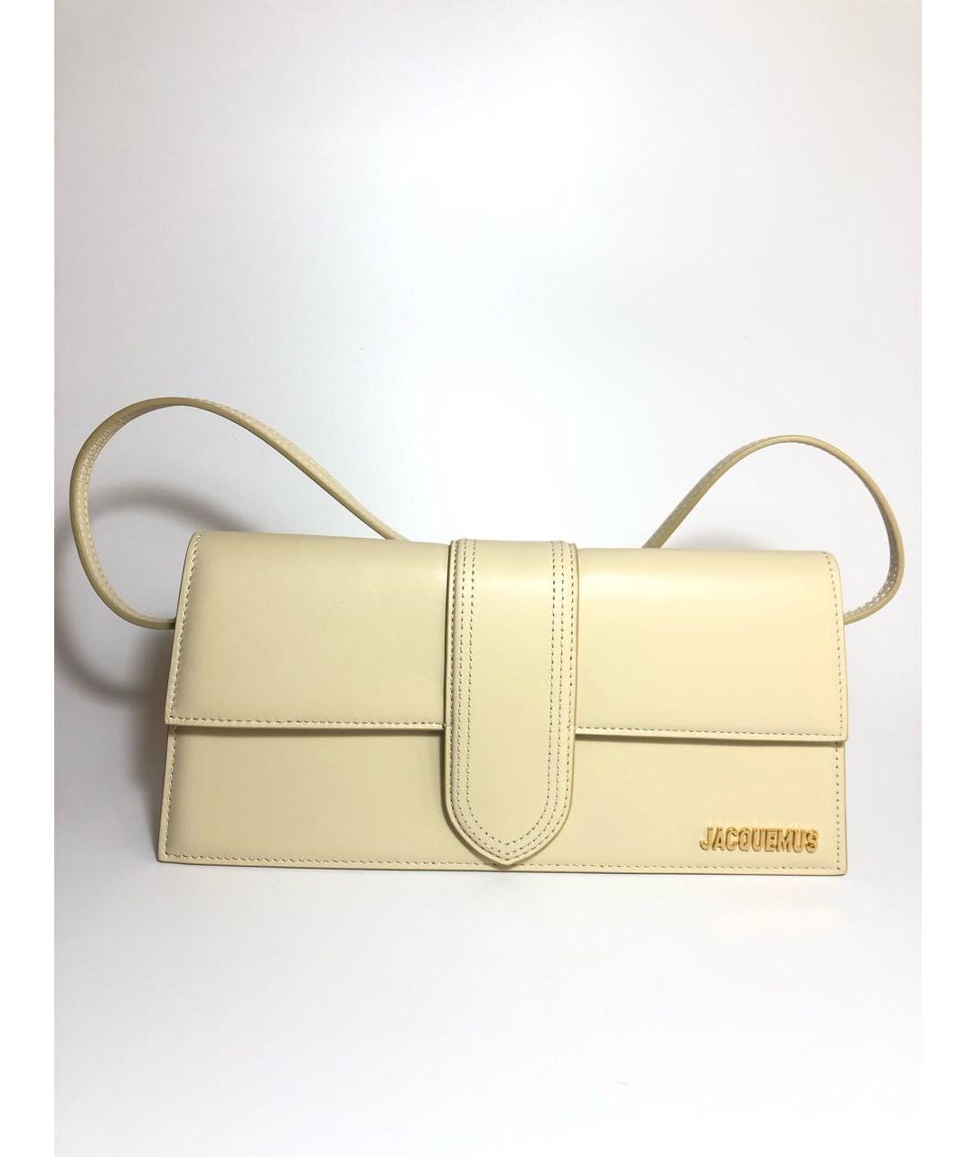 JACQUEMUS Бежевая кожаная сумка через плечо, фото 6