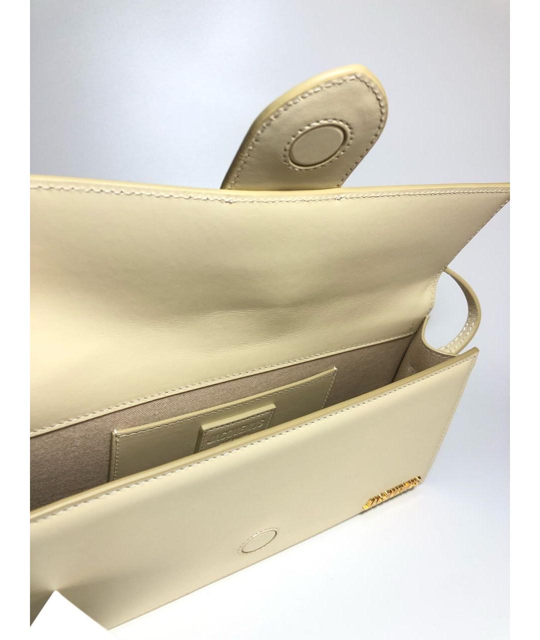 JACQUEMUS Бежевая кожаная сумка через плечо, фото 4