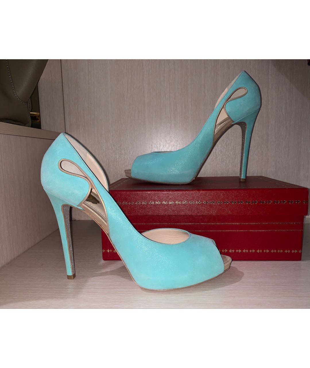 RENE CAOVILLA Голубые нубуковые туфли, фото 4