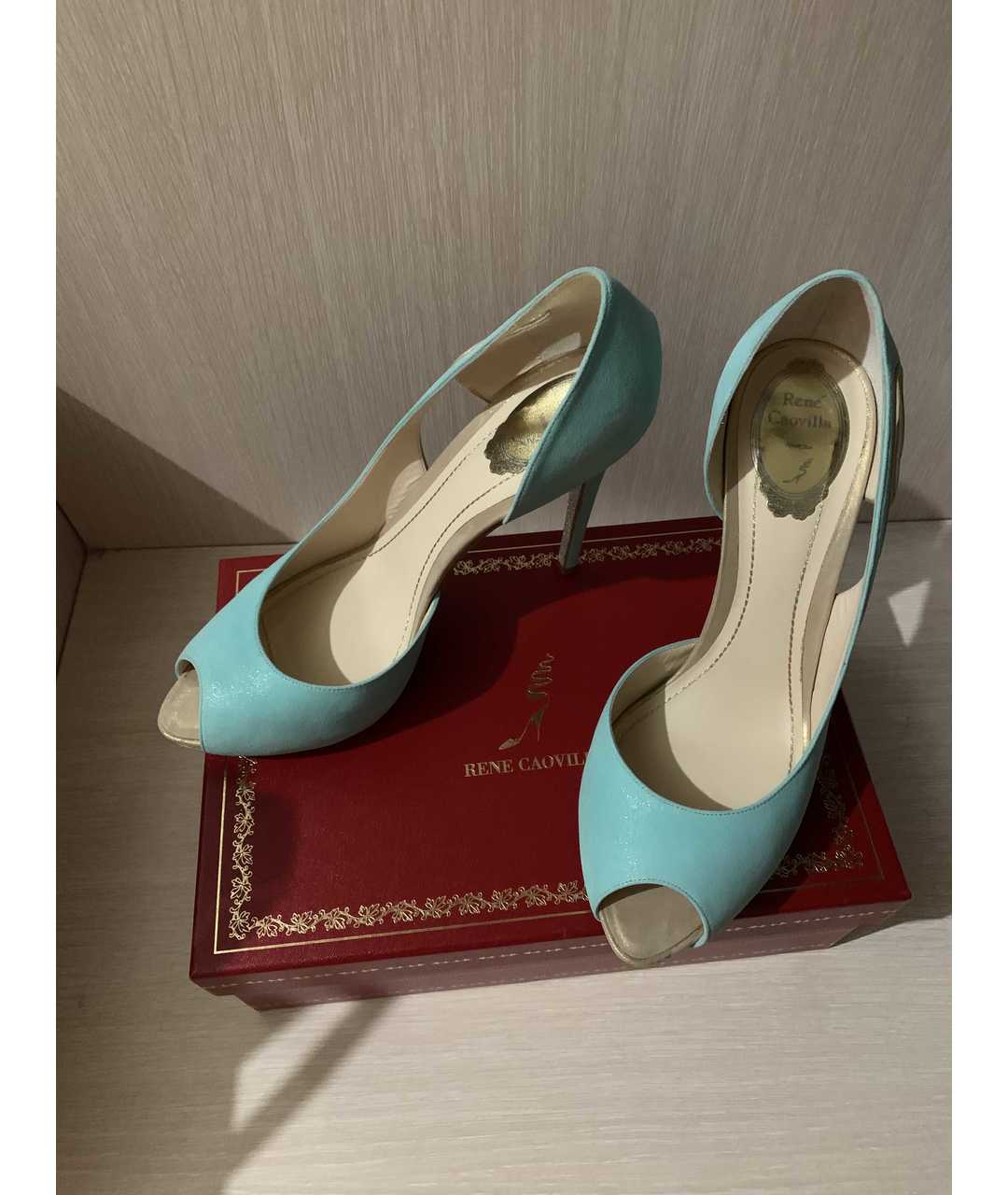 RENE CAOVILLA Голубые нубуковые туфли, фото 2