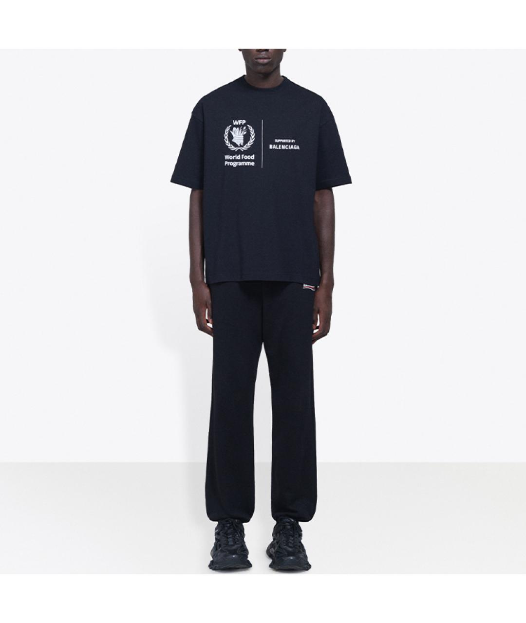 BALENCIAGA Черная хлопковая футболка, фото 3