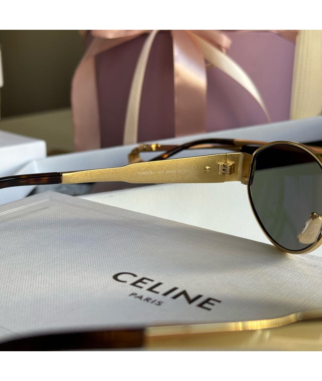 CELINE Золотые металлические солнцезащитные очки, фото 4