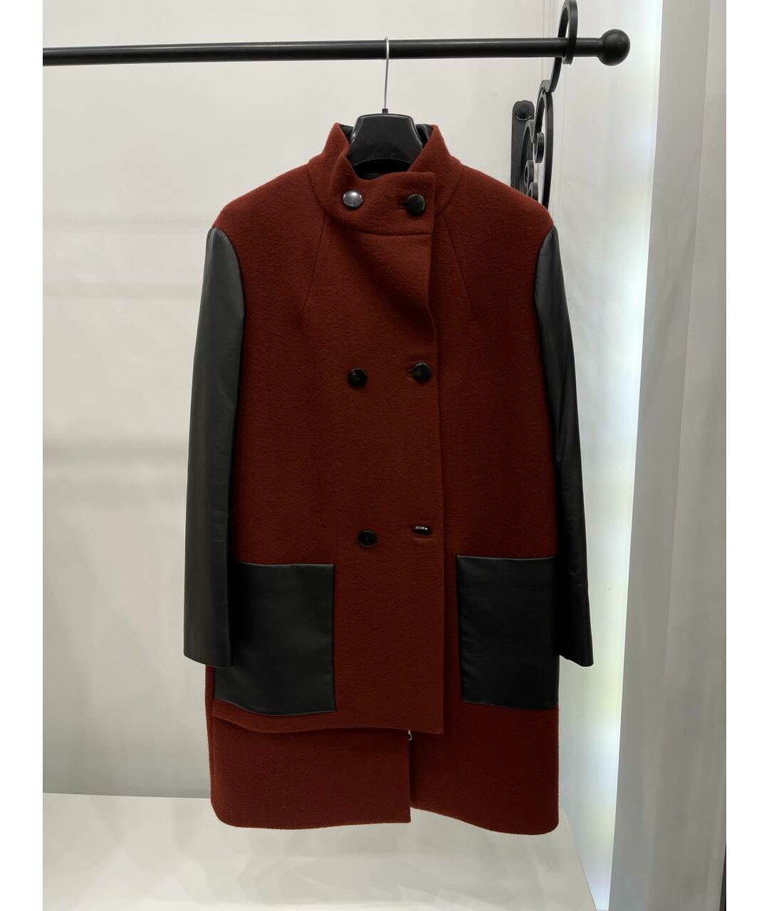 YVES SALOMON Бордовое шерстяное пальто, фото 5