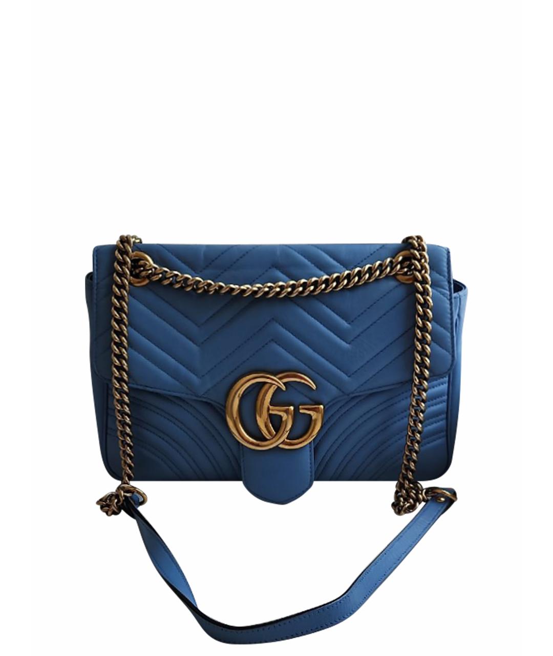 GUCCI Голубая кожаная сумка через плечо, фото 1