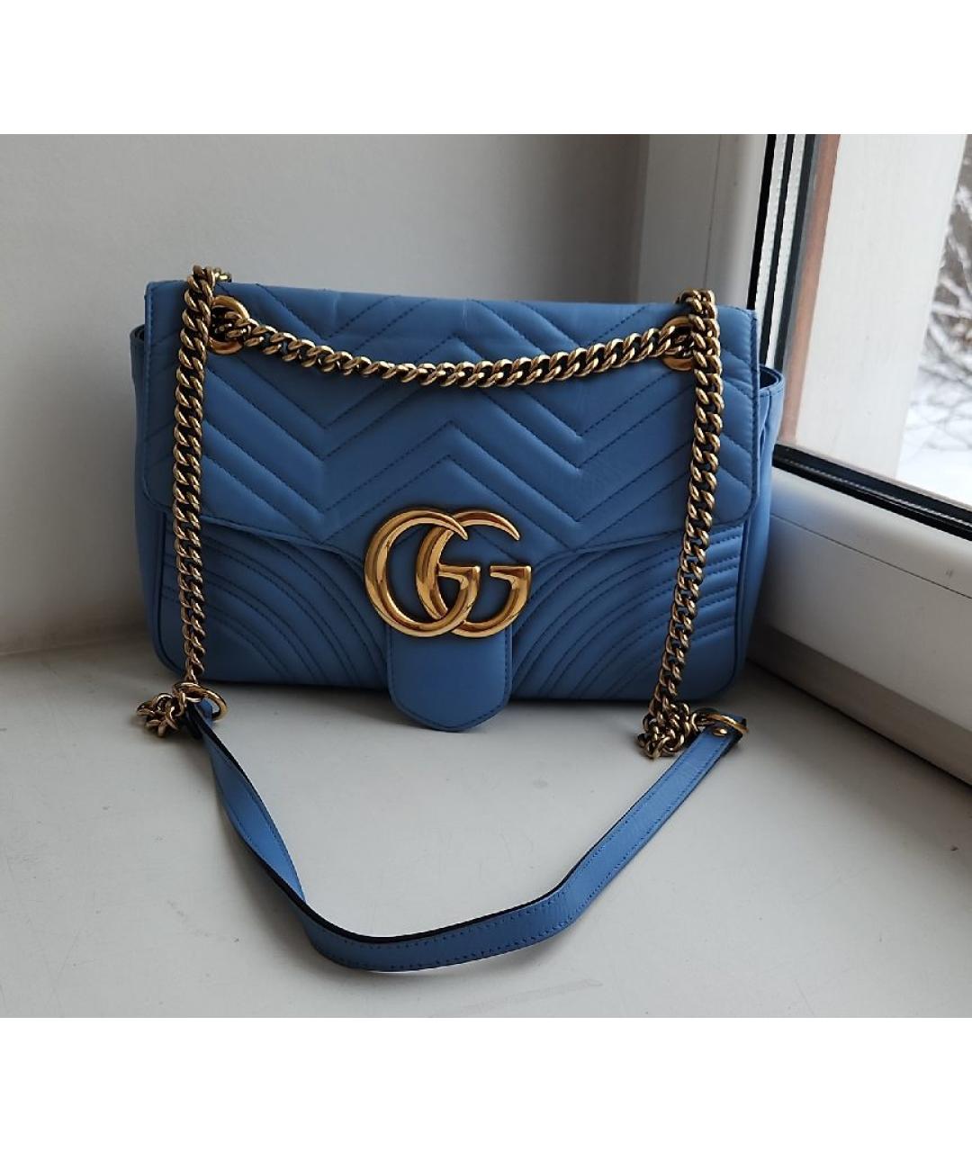 GUCCI Голубая кожаная сумка через плечо, фото 10