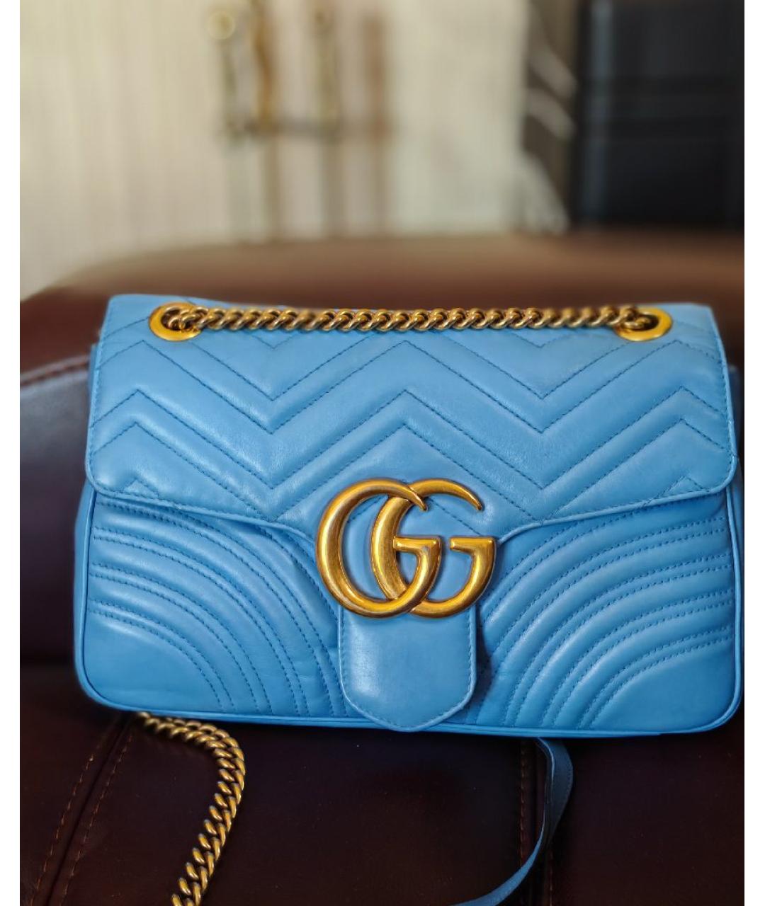 GUCCI Голубая кожаная сумка через плечо, фото 8