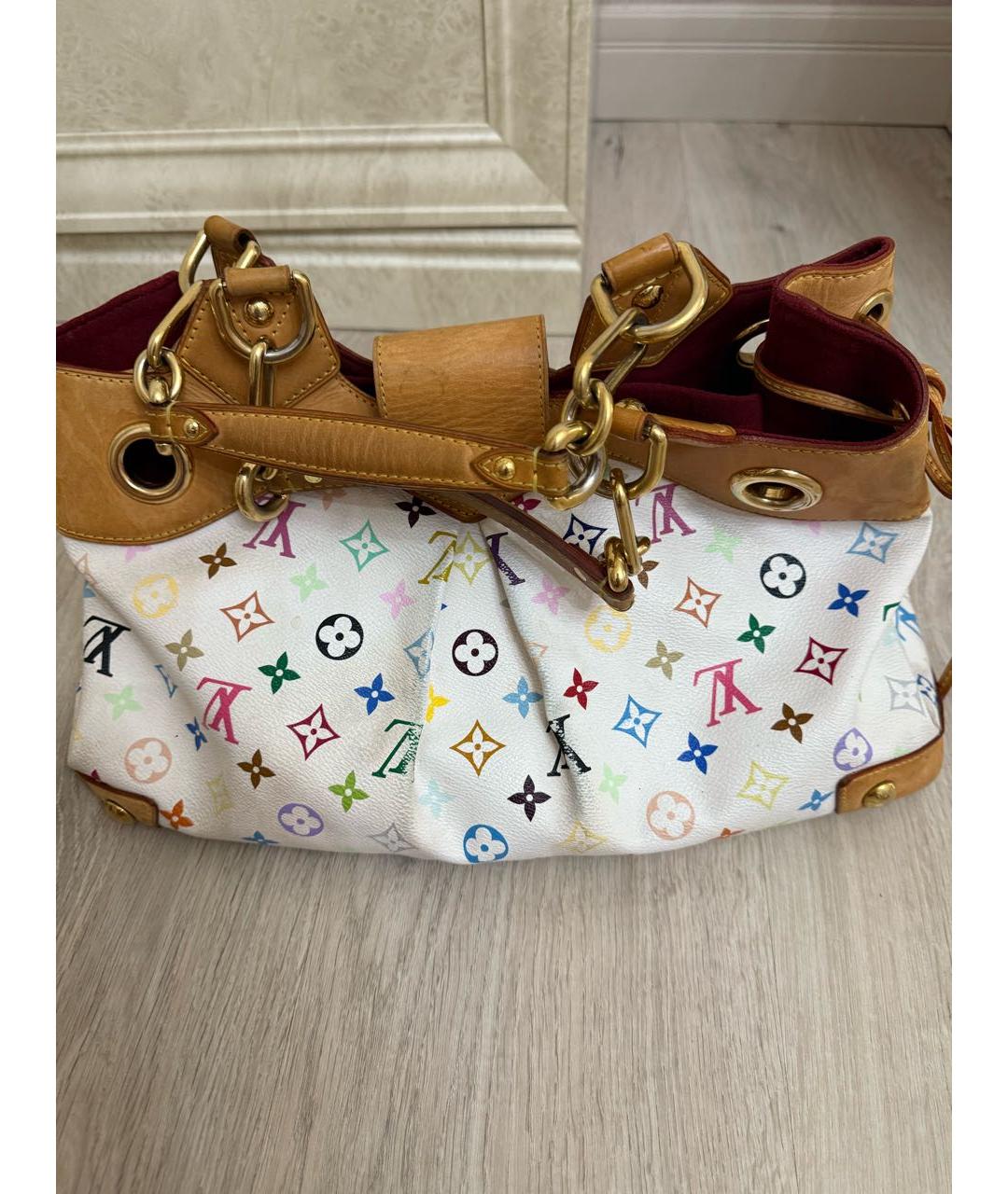LOUIS VUITTON Белая кожаная сумка с короткими ручками, фото 3