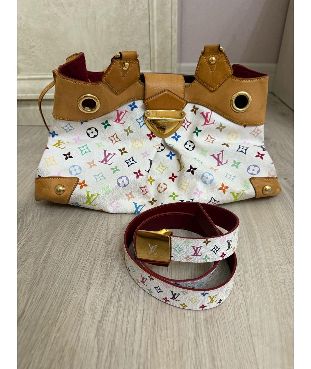 LOUIS VUITTON Белая кожаная сумка с короткими ручками, фото 5