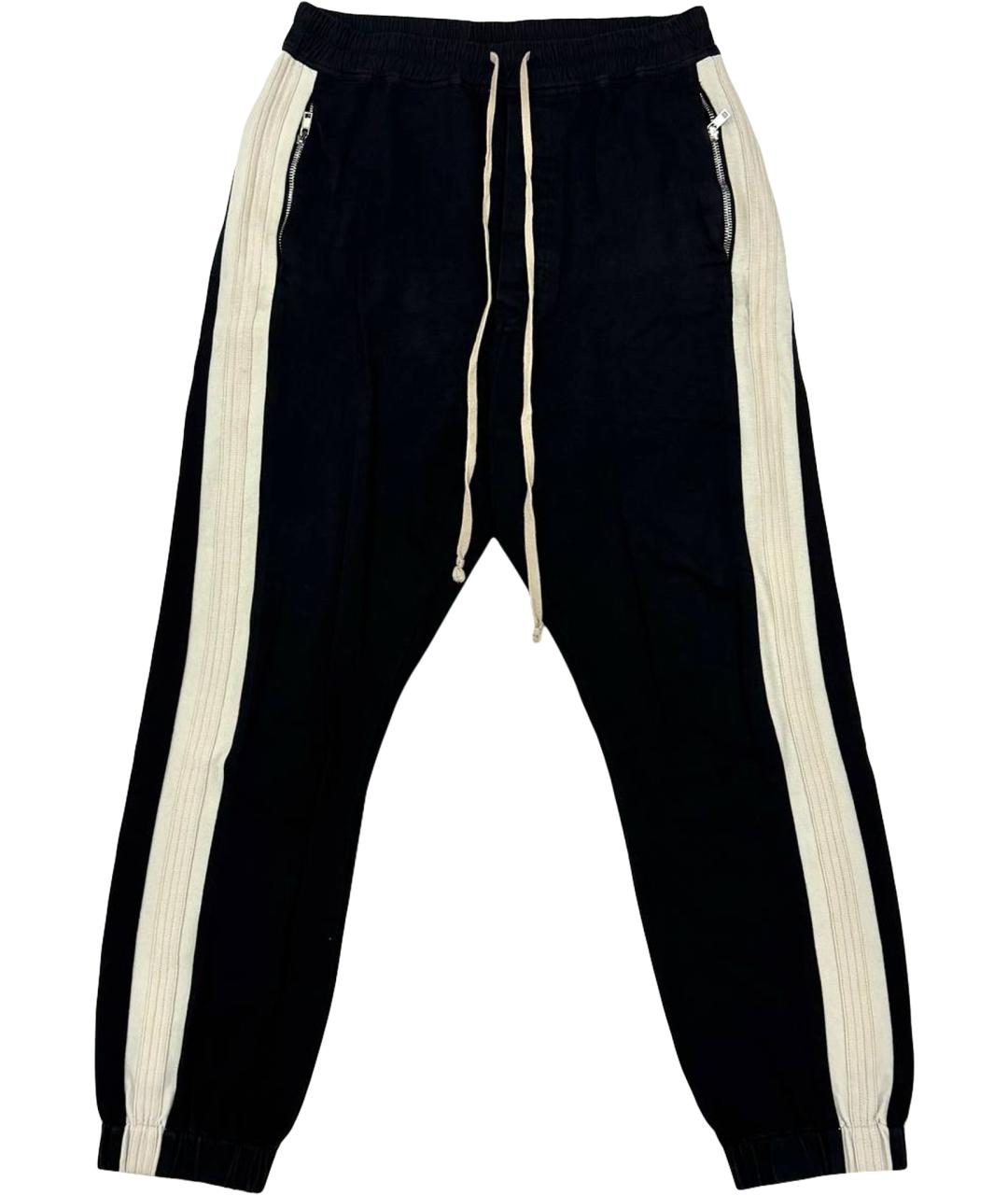 RICK OWENS Черные хлопковые повседневные брюки, фото 1