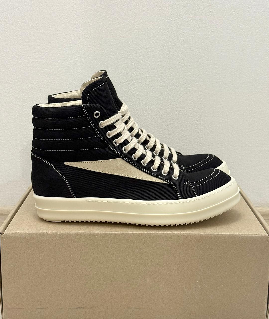 RICK OWENS Черные высокие кроссовки / кеды, фото 4