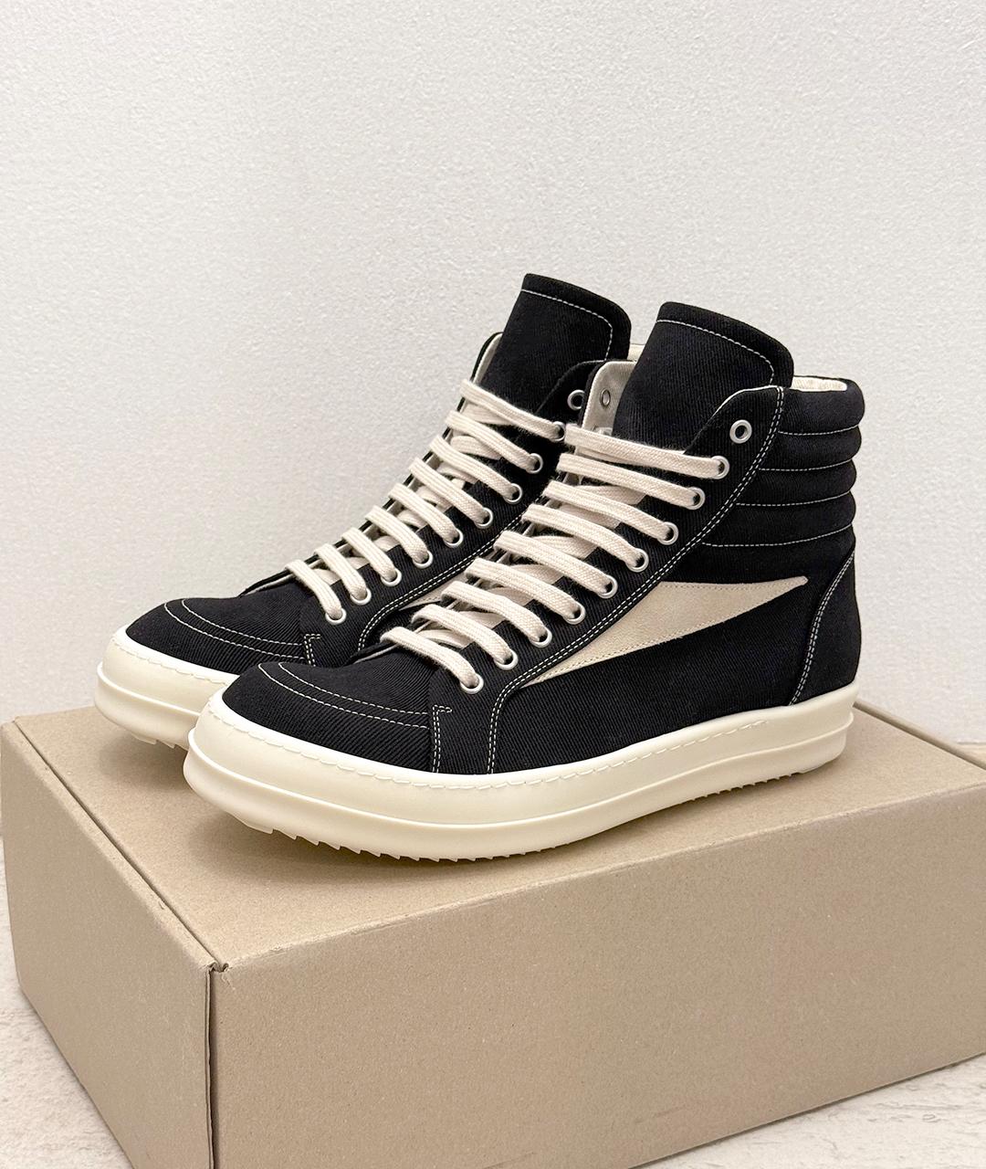 RICK OWENS Черные высокие кроссовки / кеды, фото 2