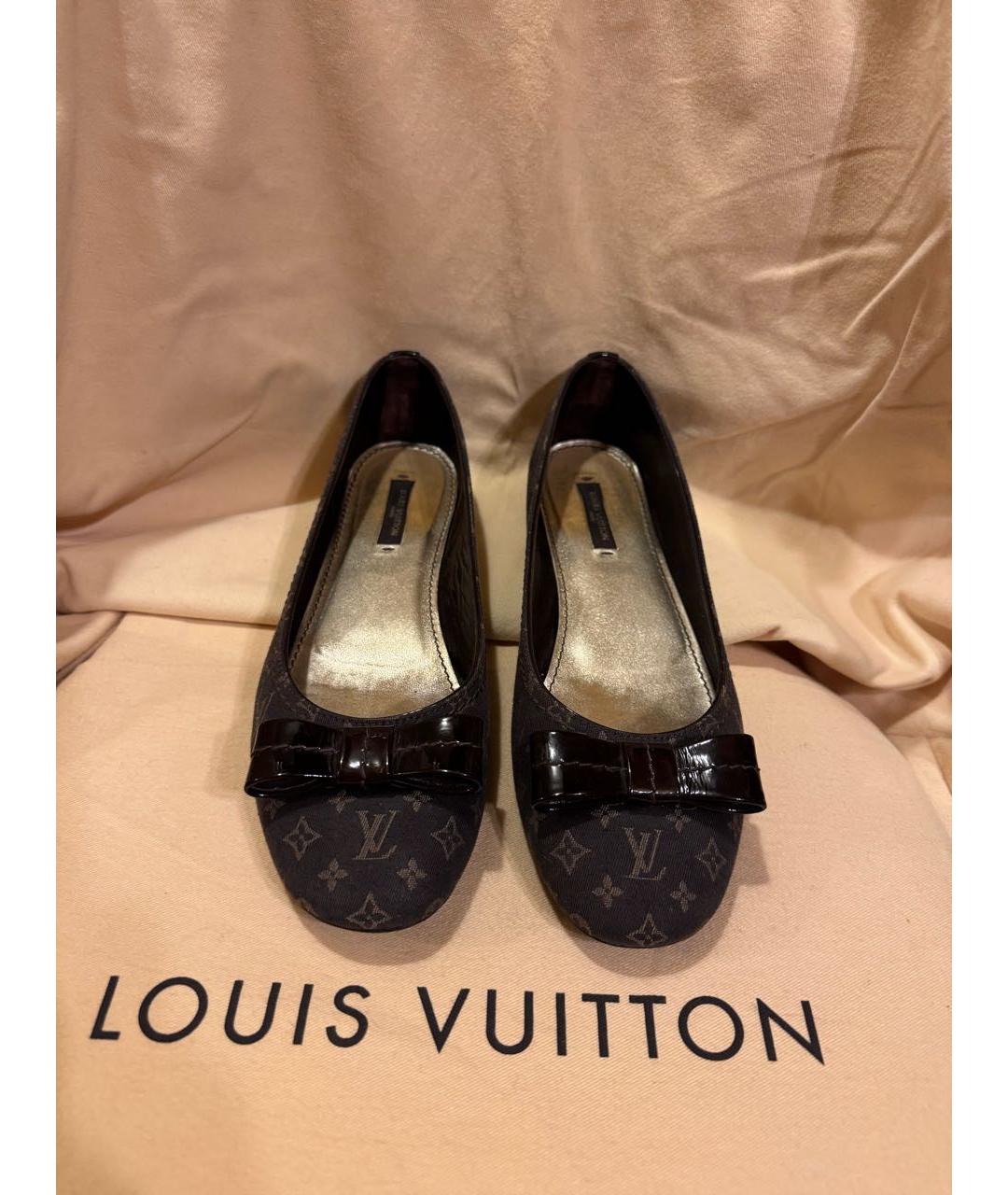 LOUIS VUITTON Коричневые текстильные балетки, фото 3