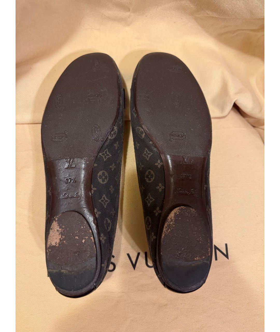 LOUIS VUITTON Коричневые текстильные балетки, фото 6