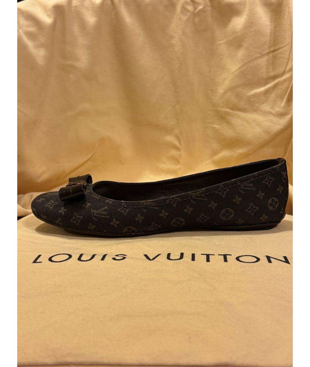 LOUIS VUITTON Коричневые текстильные балетки, фото 8
