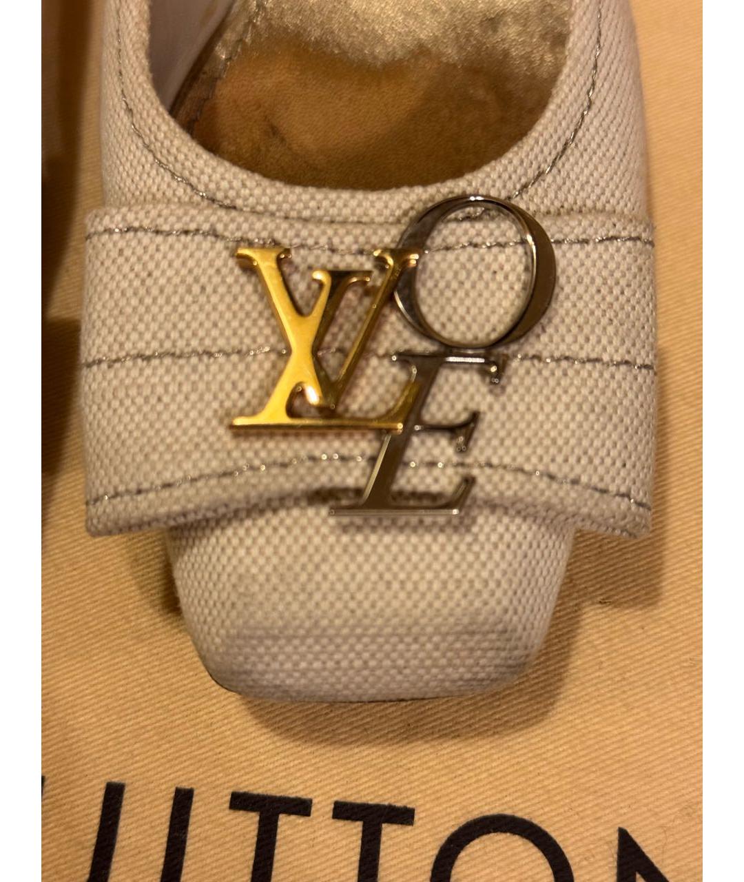 LOUIS VUITTON Бежевые текстильные балетки, фото 5
