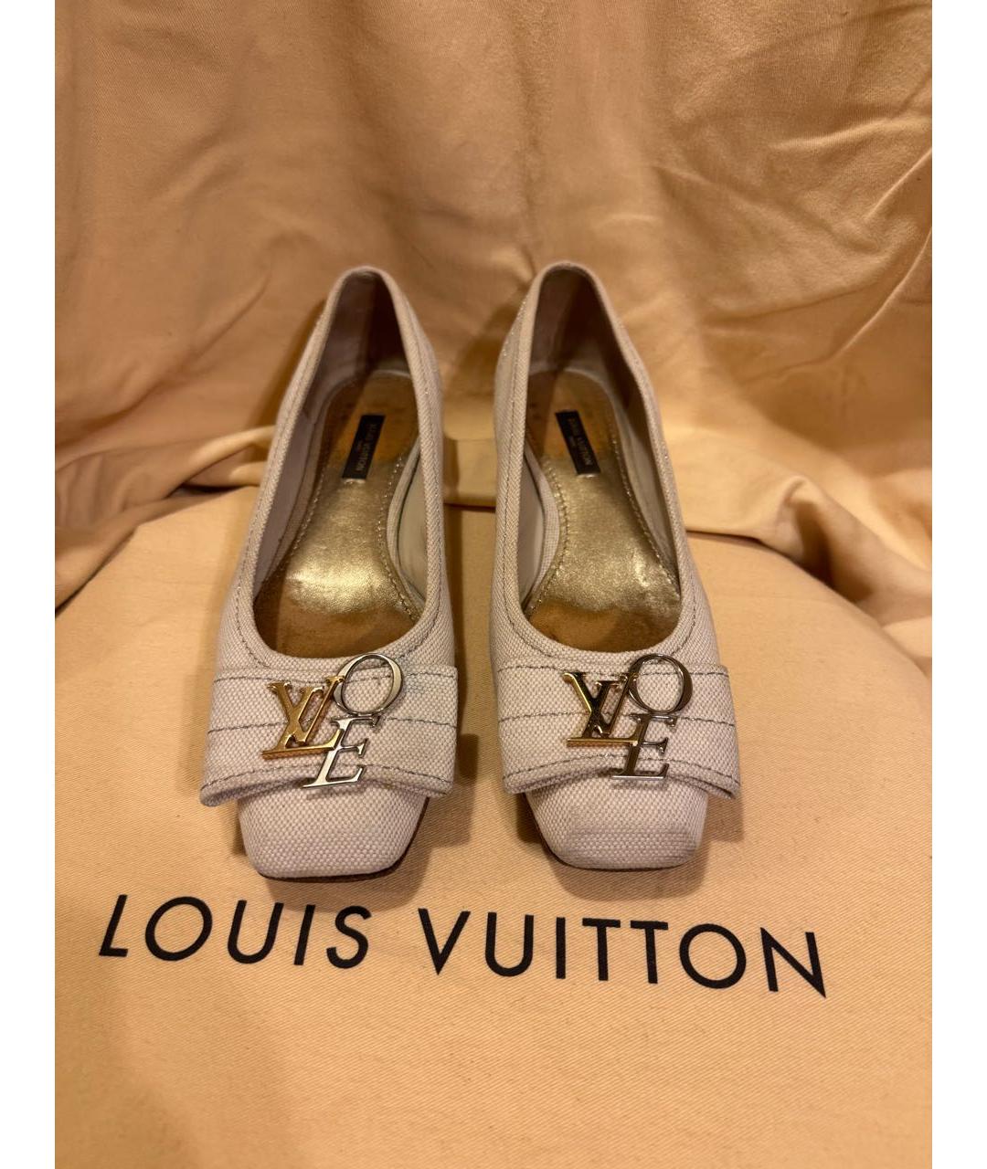 LOUIS VUITTON Бежевые текстильные балетки, фото 3