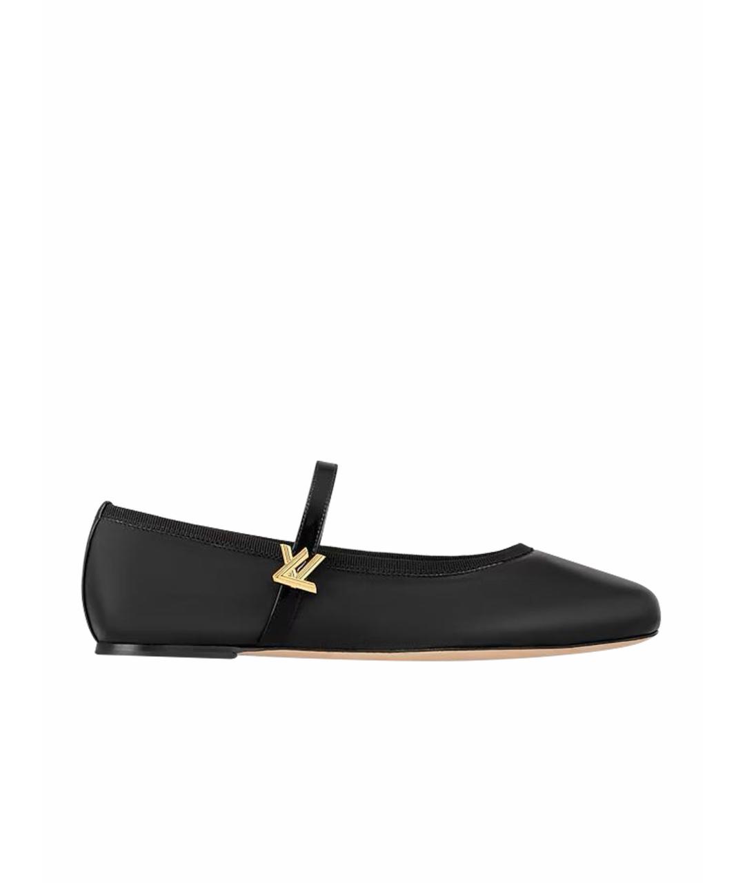 LOUIS VUITTON Черные кожаные балетки, фото 1