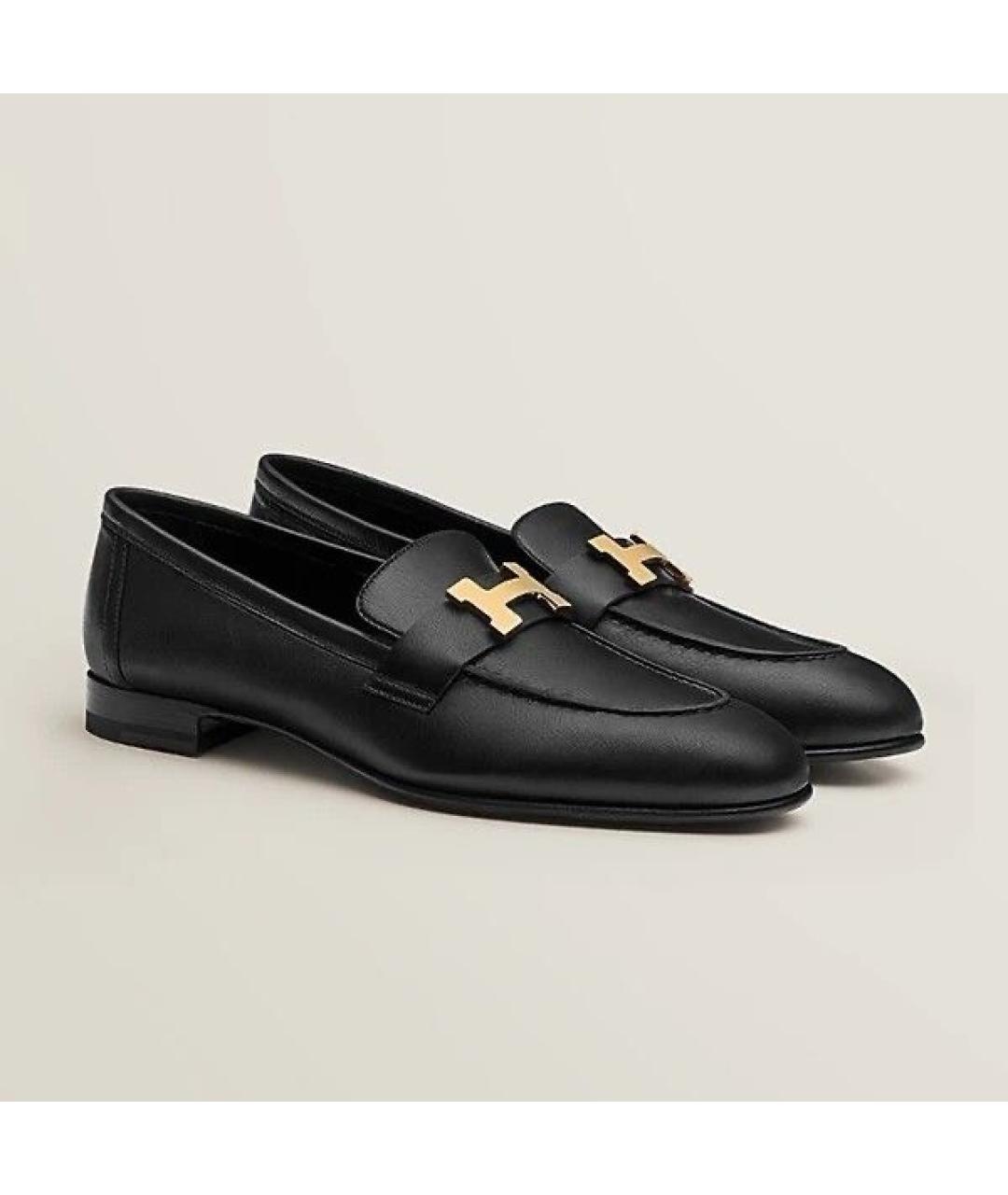 HERMES Черные кожаные лоферы, фото 6