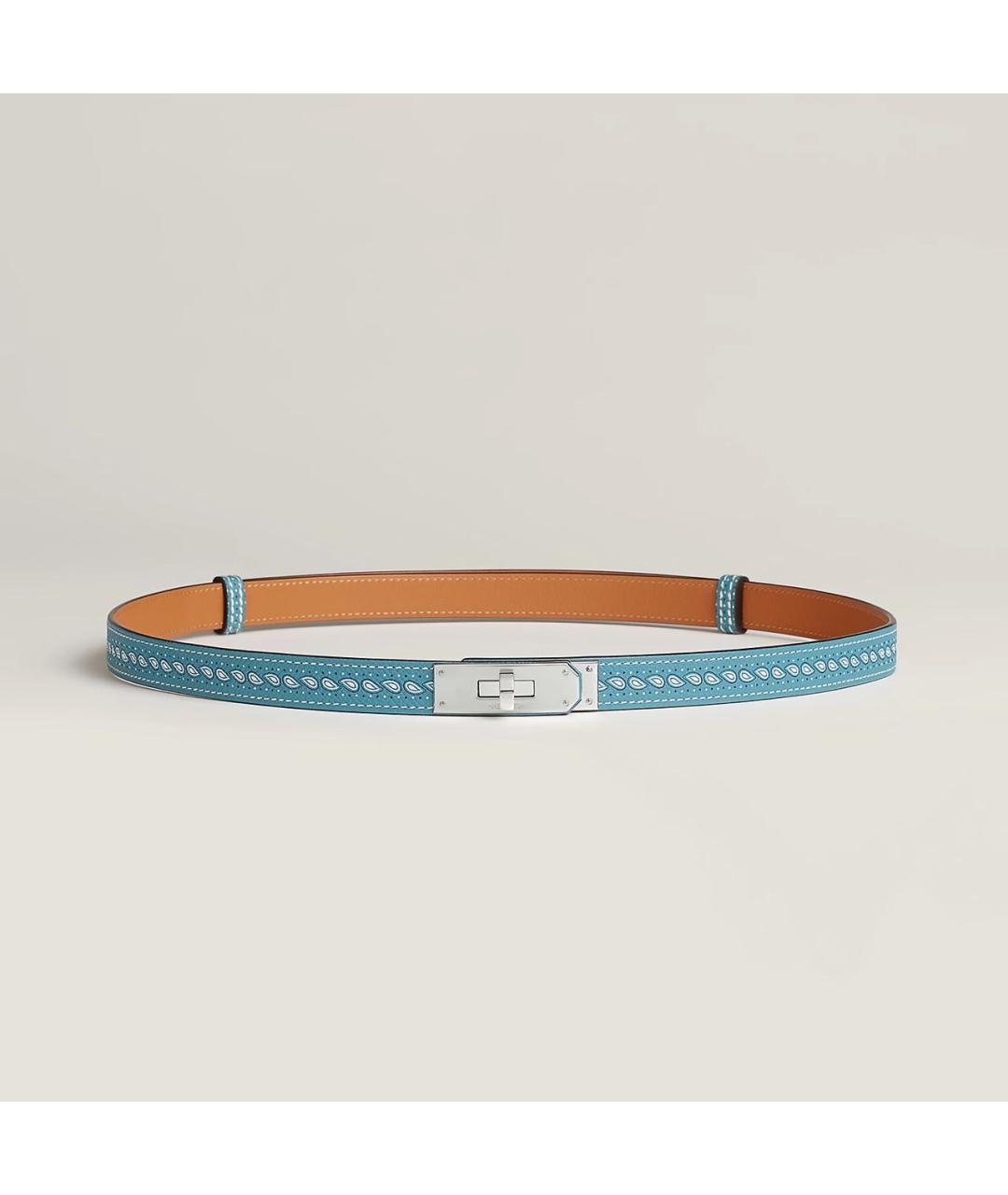 HERMES Голубой кожаный ремень, фото 2