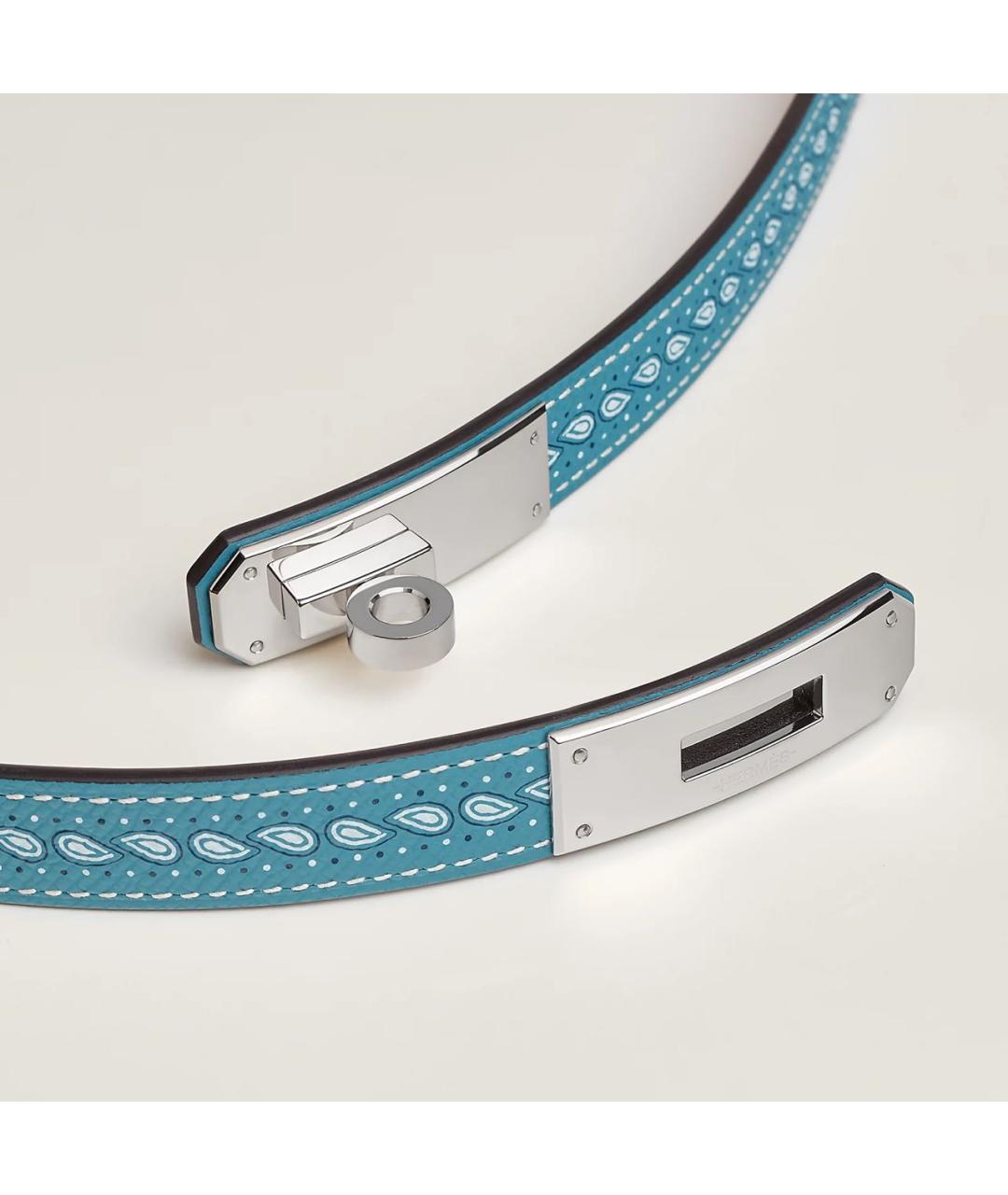 HERMES Голубой кожаный ремень, фото 4