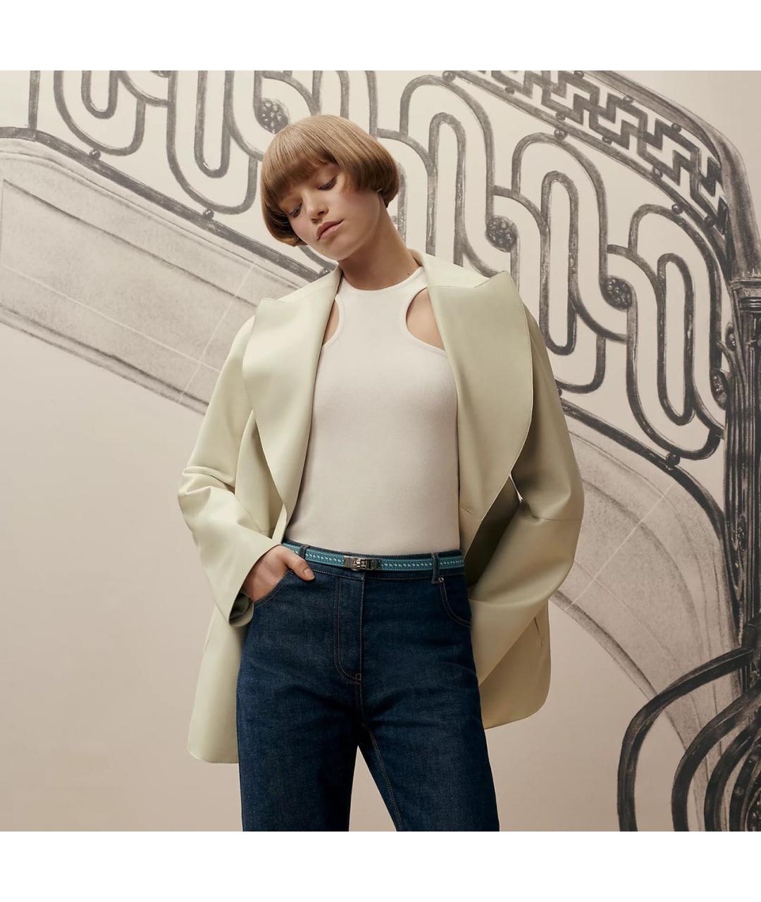 HERMES Голубой кожаный ремень, фото 3