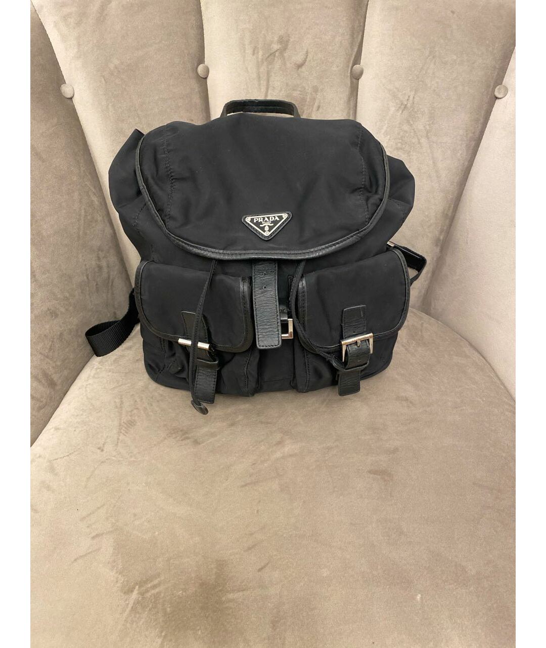 PRADA VINTAGE Черный синтетический рюкзак, фото 7