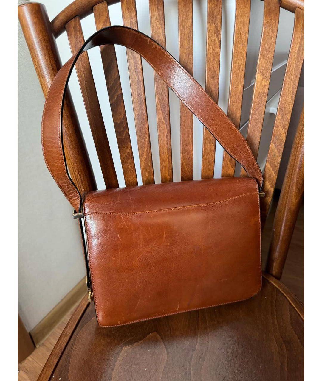 CELINE Коричневая кожаная сумка через плечо, фото 7