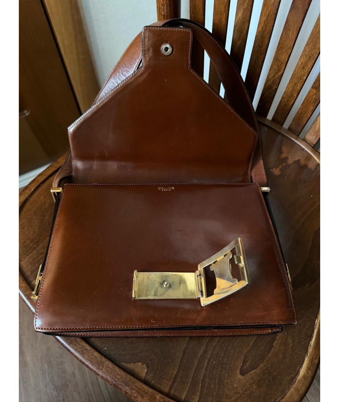 CELINE Коричневая кожаная сумка через плечо, фото 4