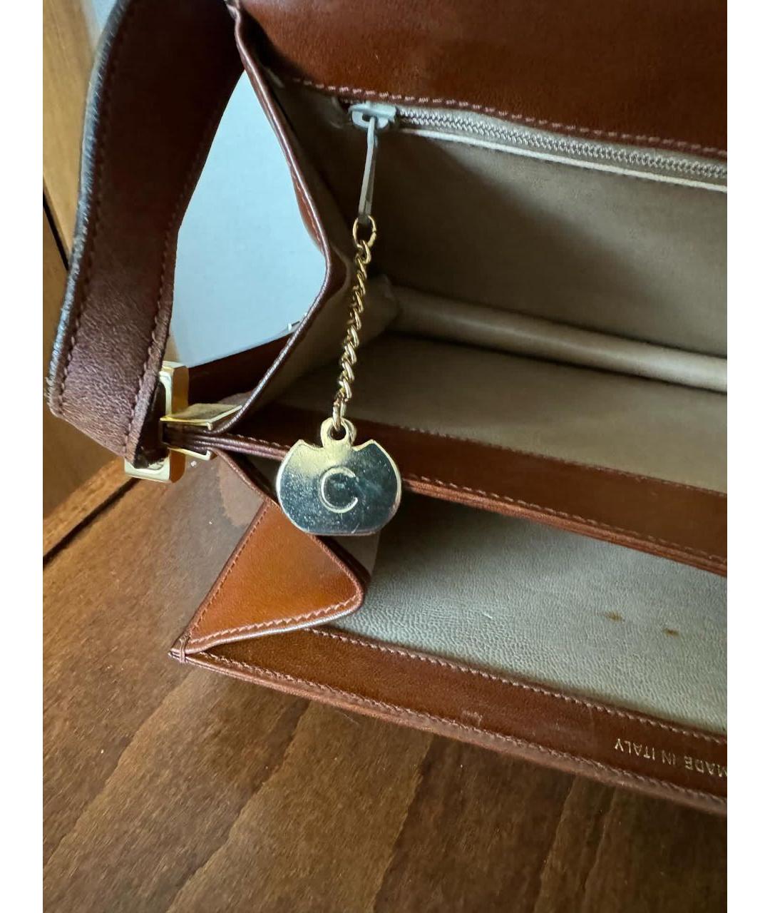 CELINE Коричневая кожаная сумка через плечо, фото 5