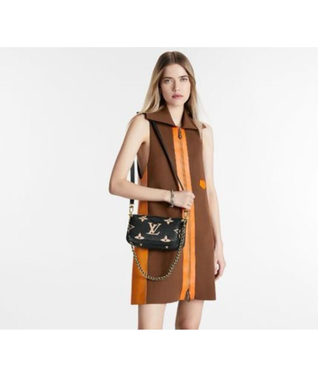 LOUIS VUITTON Черная кожаная сумка через плечо, фото 6