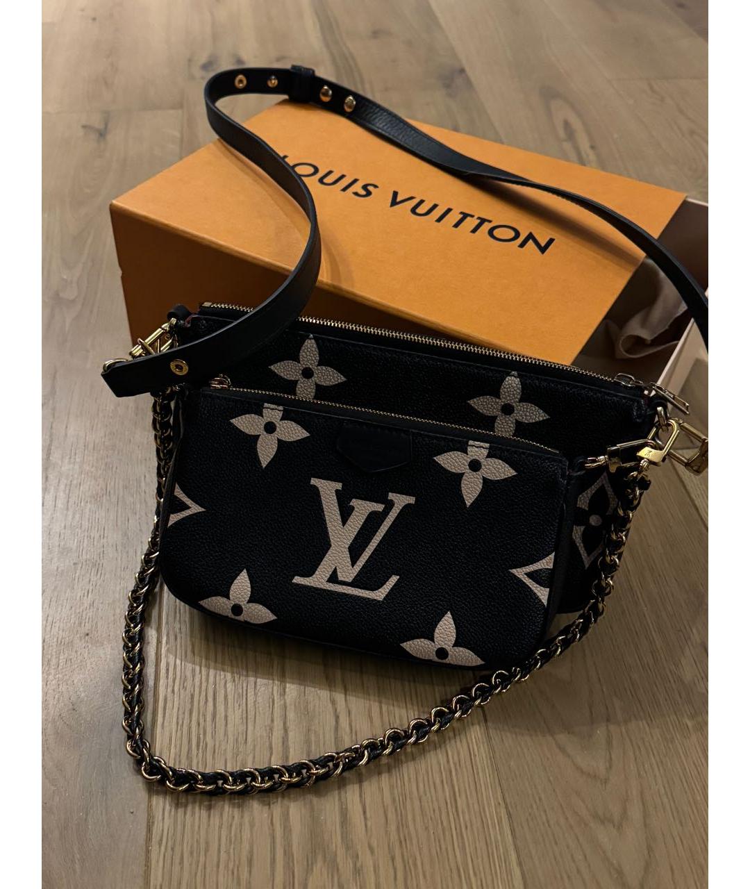 LOUIS VUITTON Черная кожаная сумка через плечо, фото 5