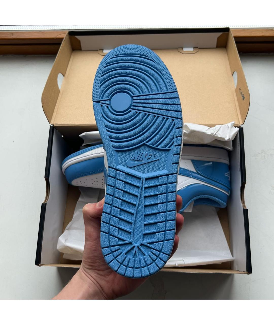 NIKE Голубые низкие кроссовки / кеды из лакированной кожи, фото 6