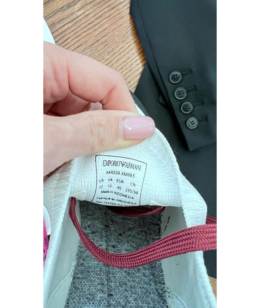 EMPORIO ARMANI Белые текстильные низкие кроссовки / кеды, фото 8