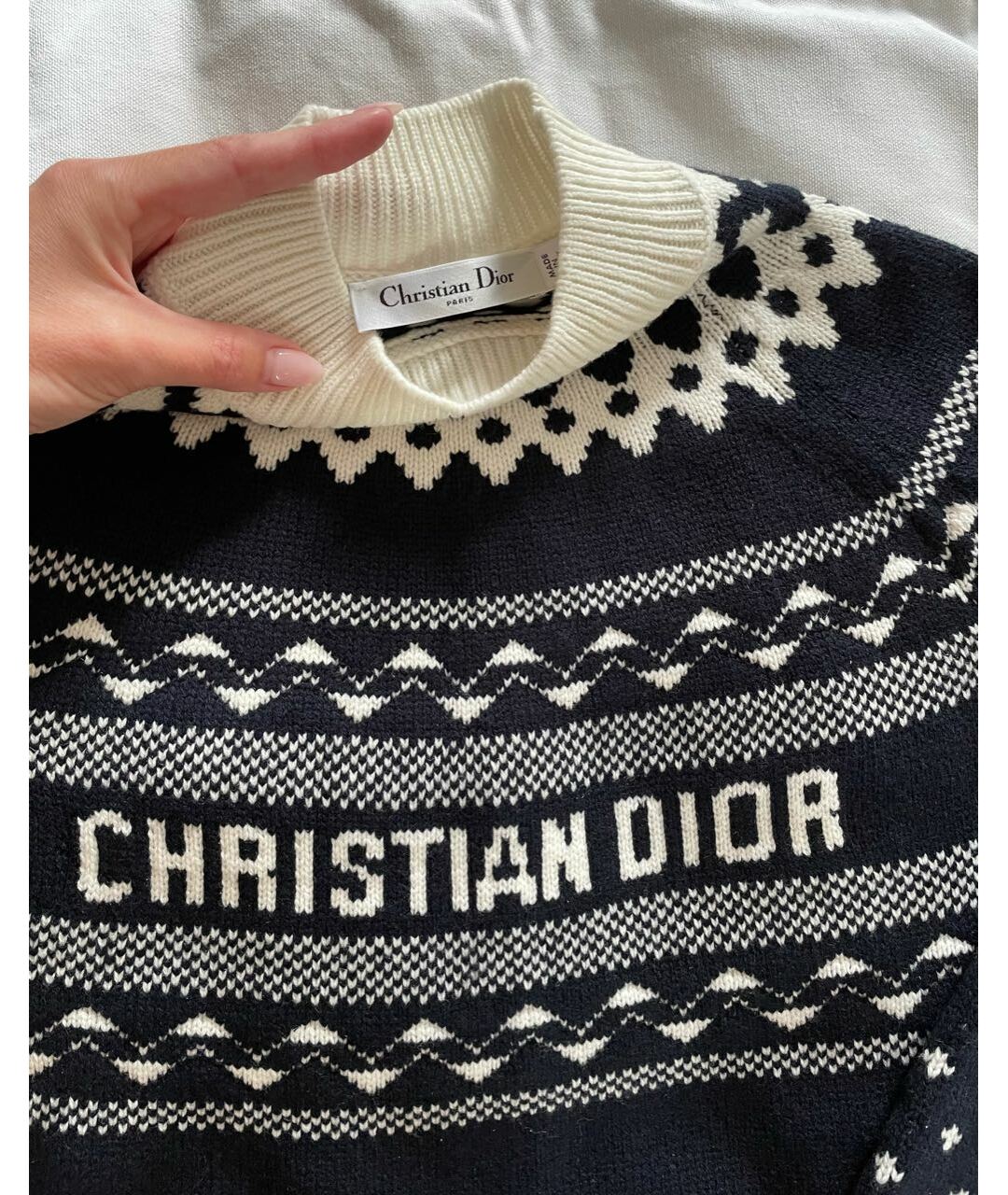 CHRISTIAN DIOR Темно-синий шерстяной джемпер / свитер, фото 4