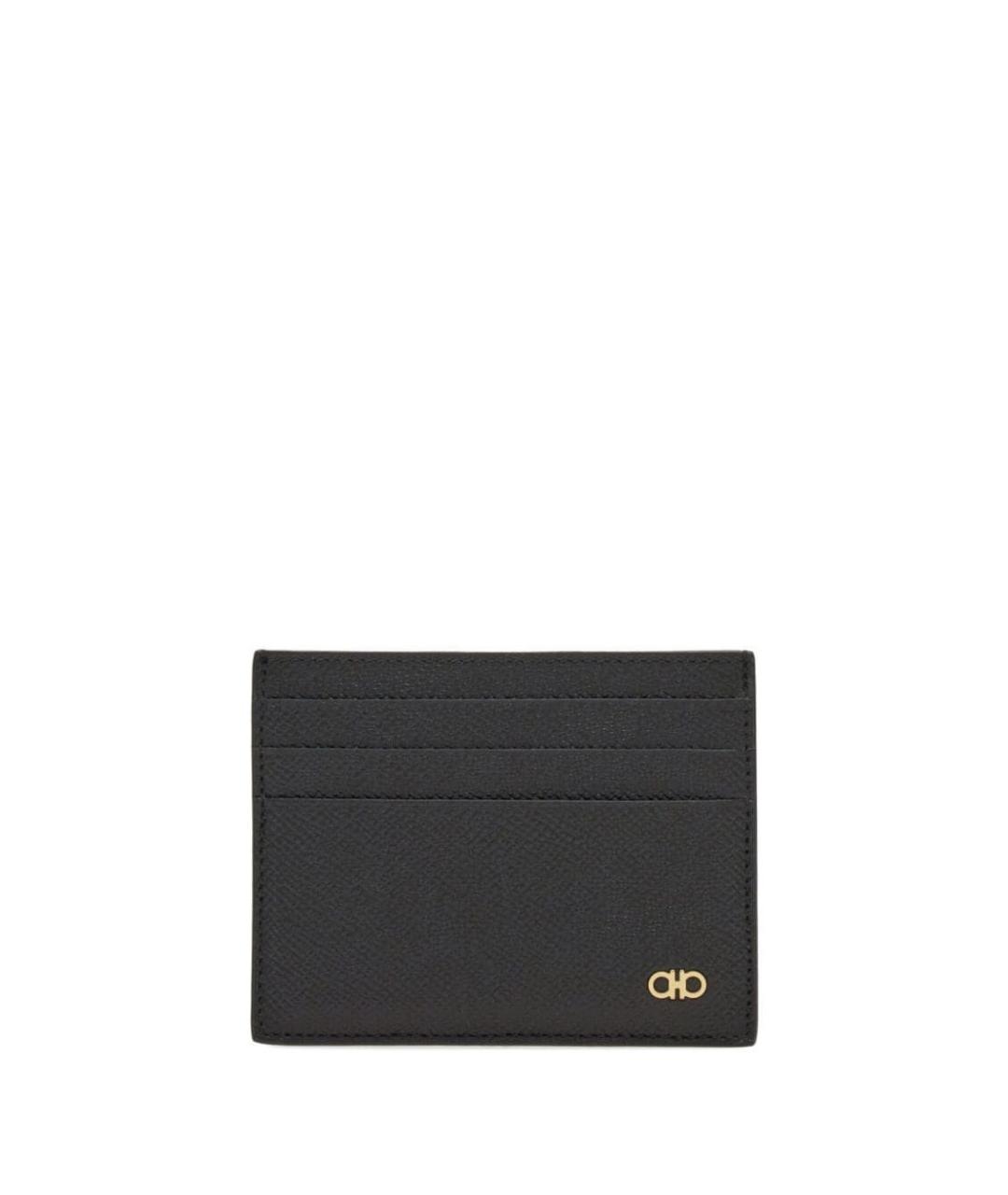 FERRAGAMO Черный кожаный кардхолдер, фото 1