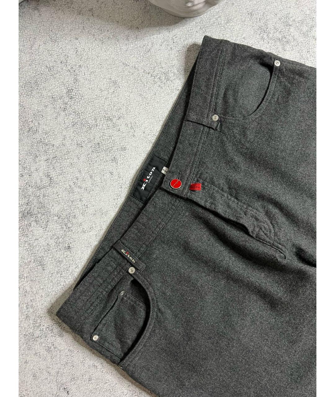 KITON Серые шерстяные классические брюки, фото 2