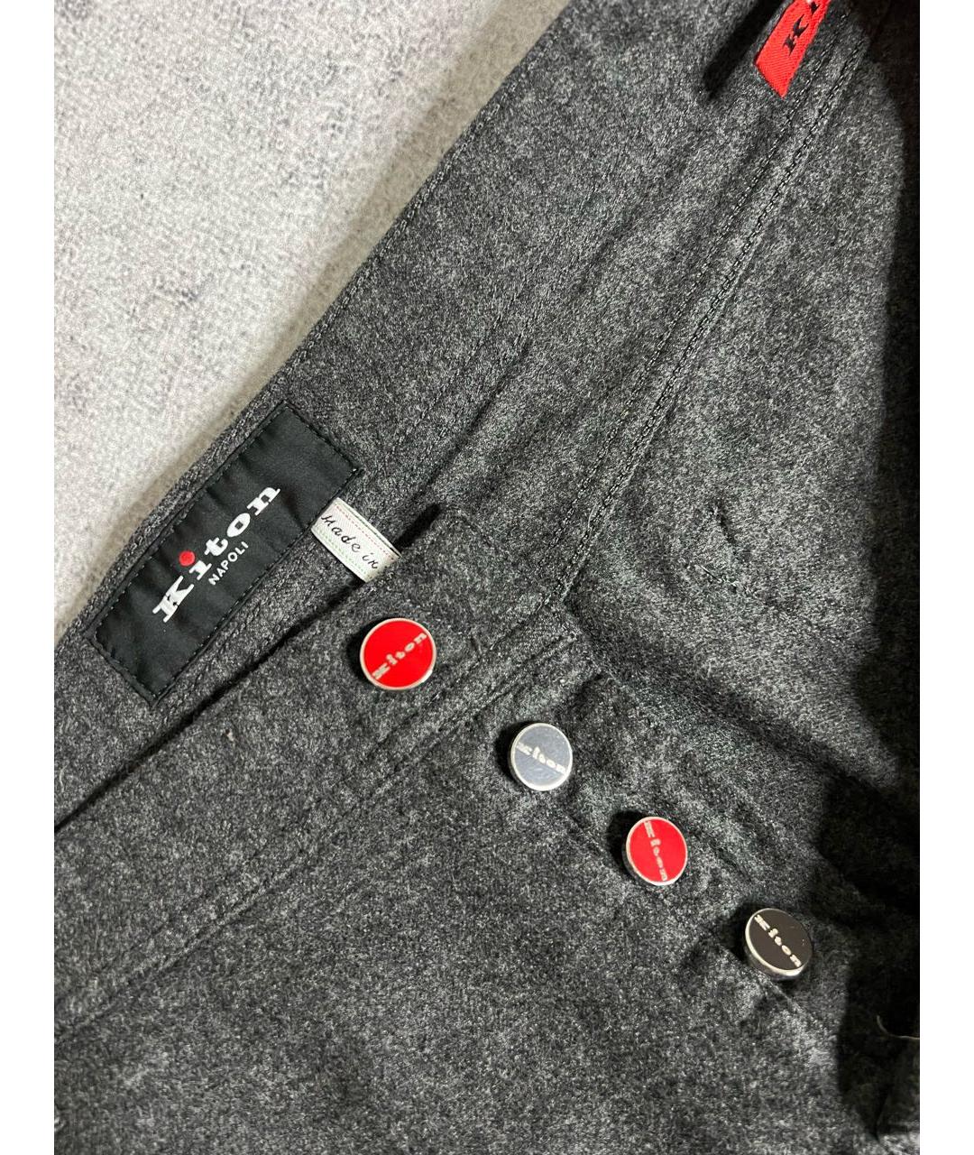 KITON Серые шерстяные классические брюки, фото 4