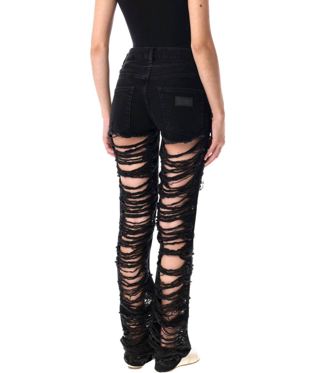 MM6 MAISON MARGIELA Черные хлопковые прямые джинсы, фото 3