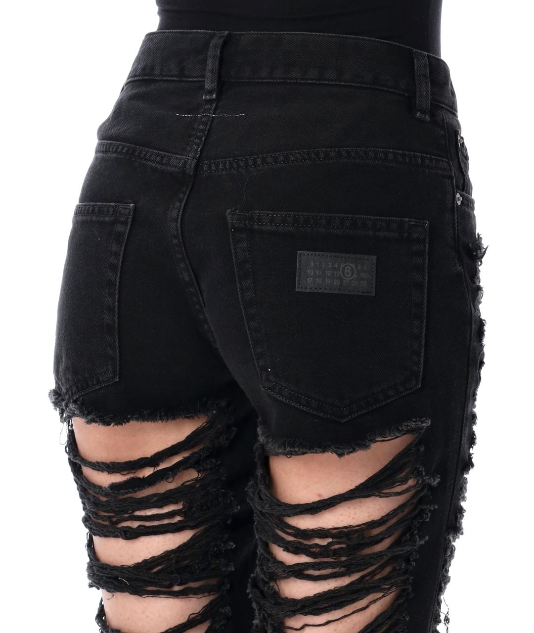 MM6 MAISON MARGIELA Черные хлопковые прямые джинсы, фото 4