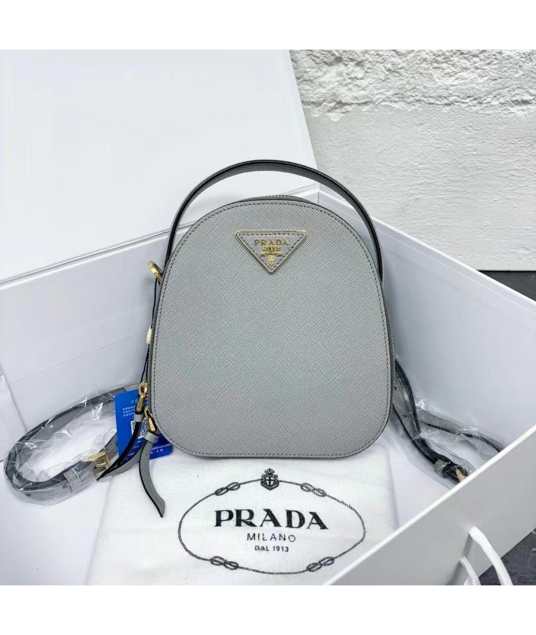 PRADA Серый кожаный рюкзак, фото 2