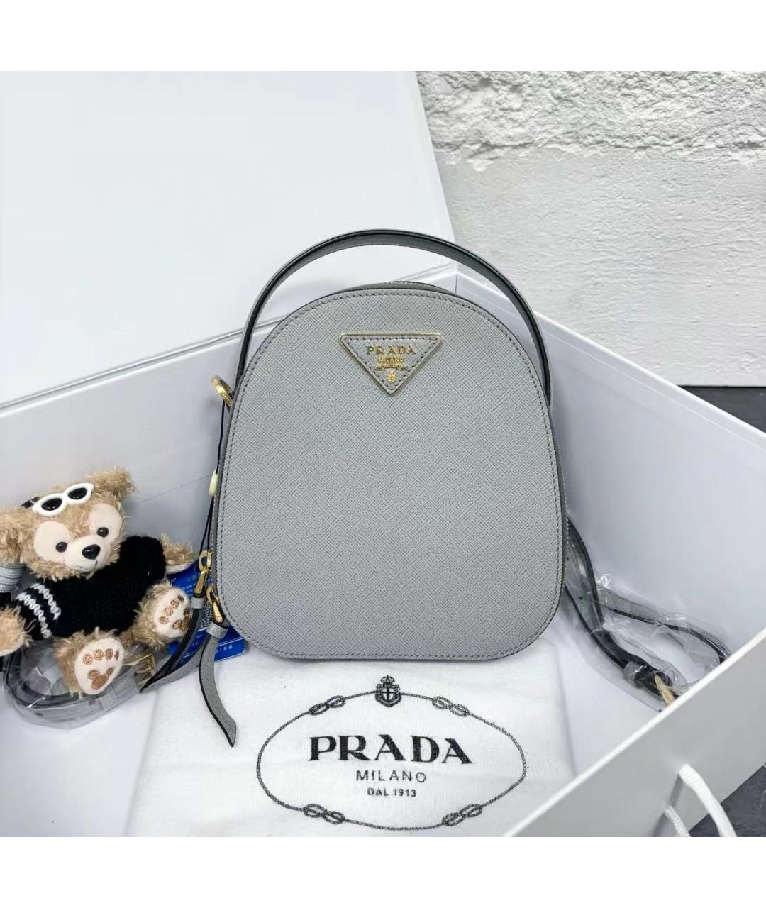 PRADA Серый кожаный рюкзак, фото 3
