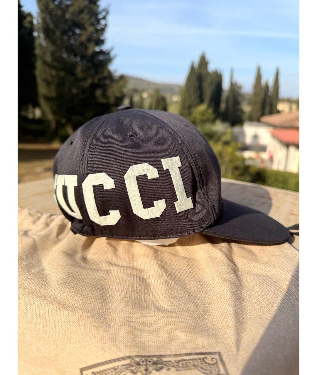 GUCCI Черная хлопковая кепка, фото 7