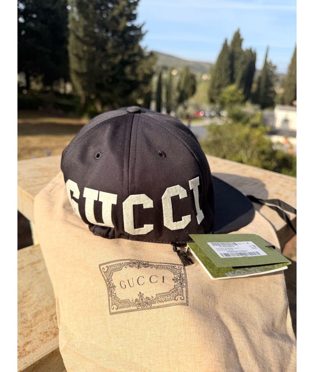 GUCCI Черная хлопковая кепка, фото 2