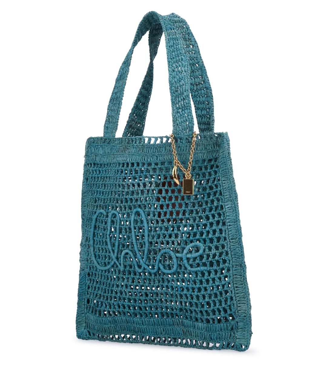 CHLOE Бирюзовая пелетеная сумка тоут, фото 2