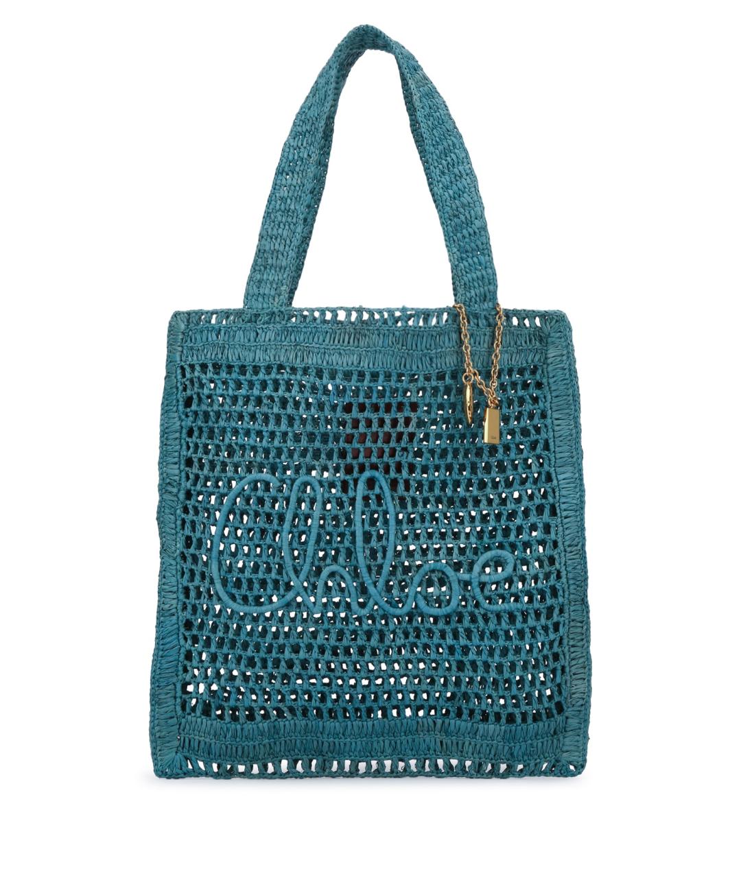 CHLOE Бирюзовая пелетеная сумка тоут, фото 1